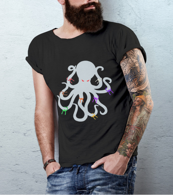 BJJ Octopus Grappling Jiu Jitsu Belts Martial Arts Humor T-Shirt