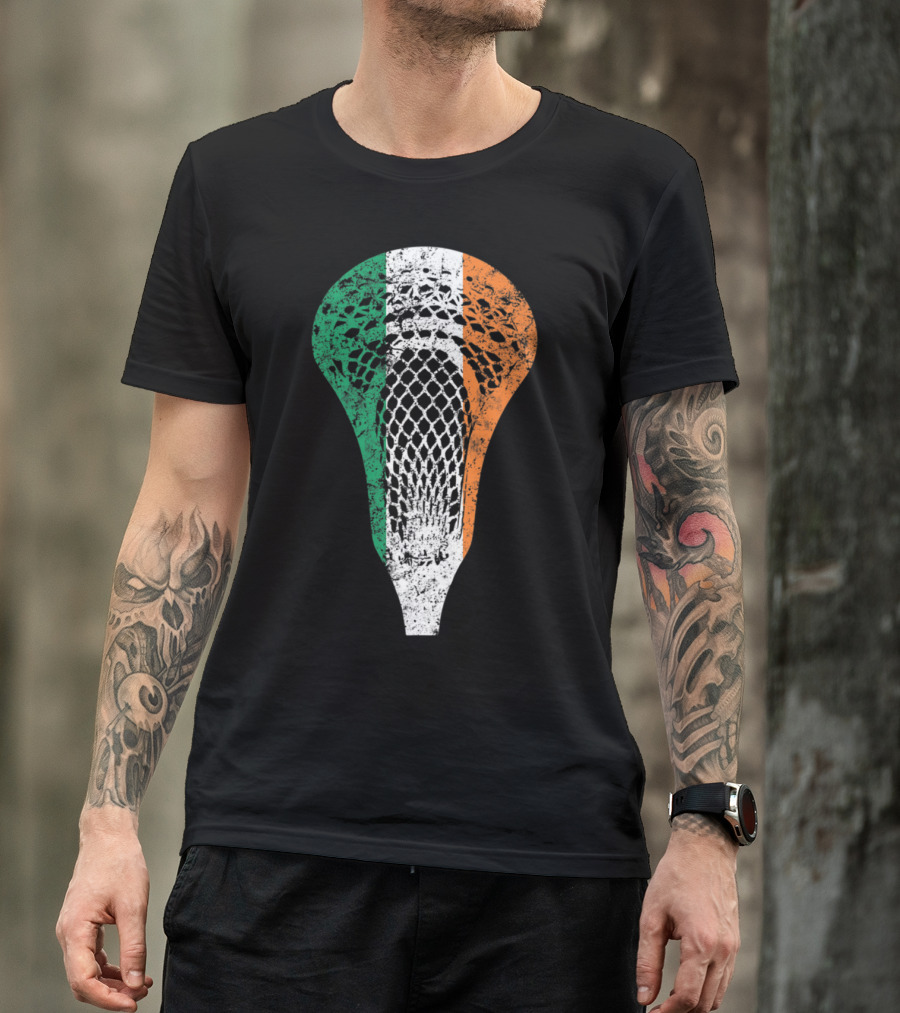 Irish Flag Lacrosse Stick Head Ireland Flag Colors T-Shirt
