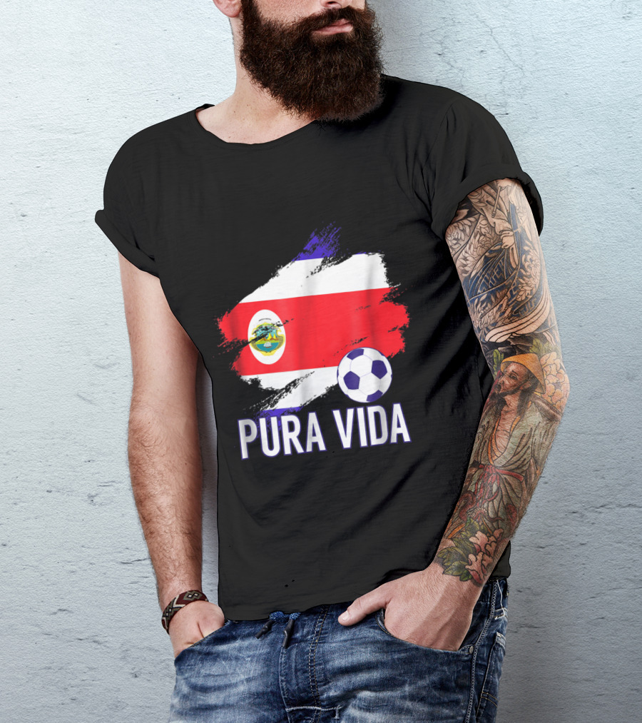 Pura Vida Costa Rica Soccer Flag Fan T-Shirt