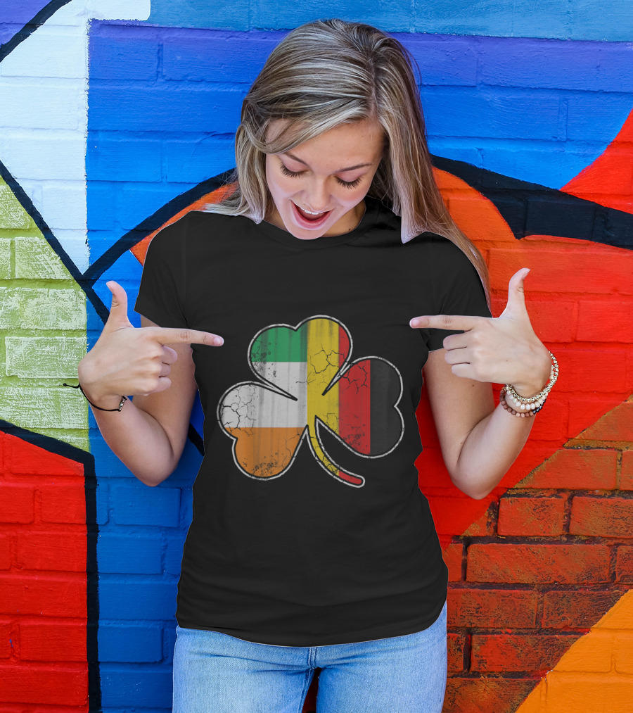 Irish German Flag Clover Shamrock Heritage T-Shirt