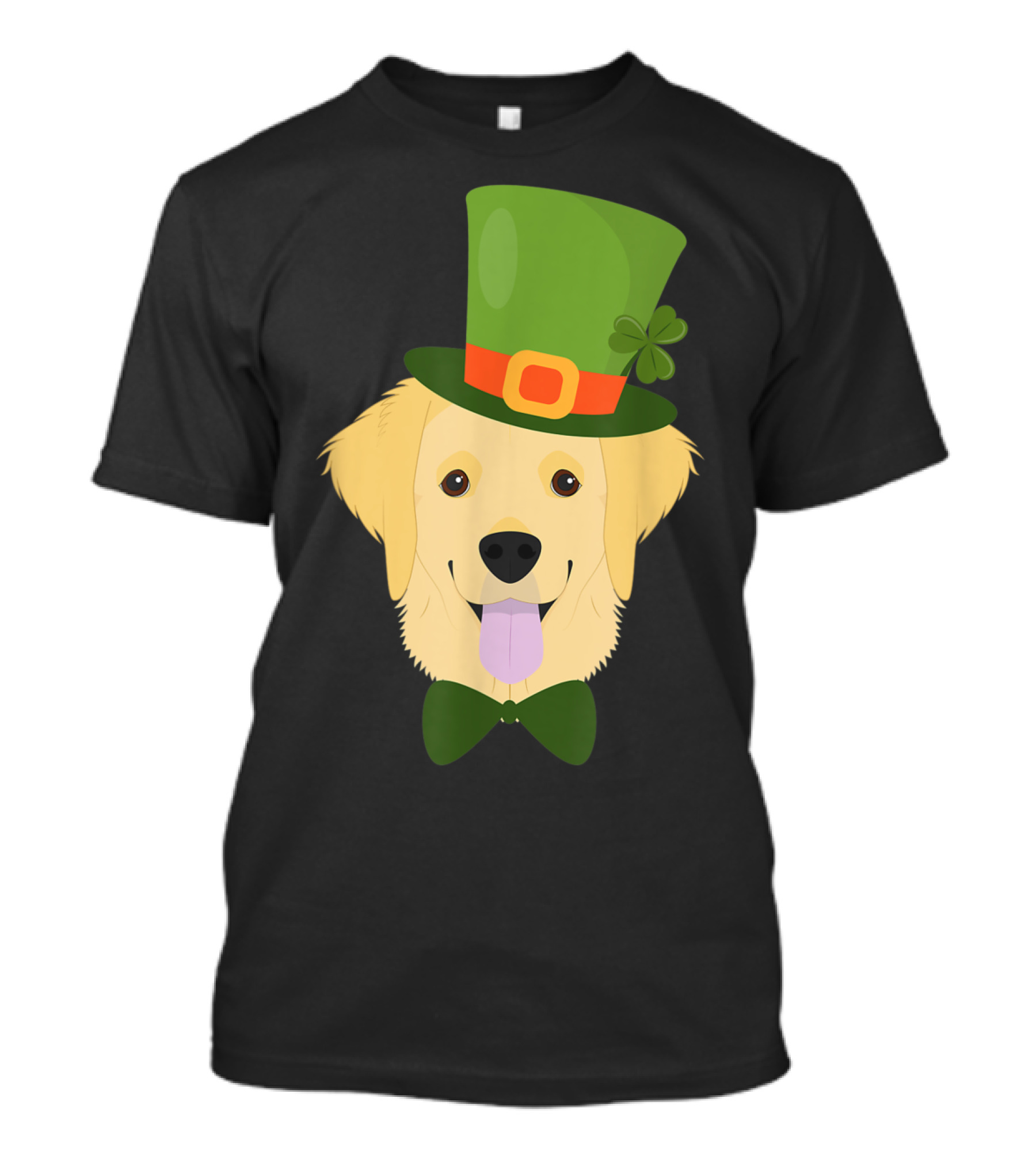 Irish Golden Retriever Dog Lovers St Patrick's Day Festive Hat Bow Tie Shamrock T-Shirt