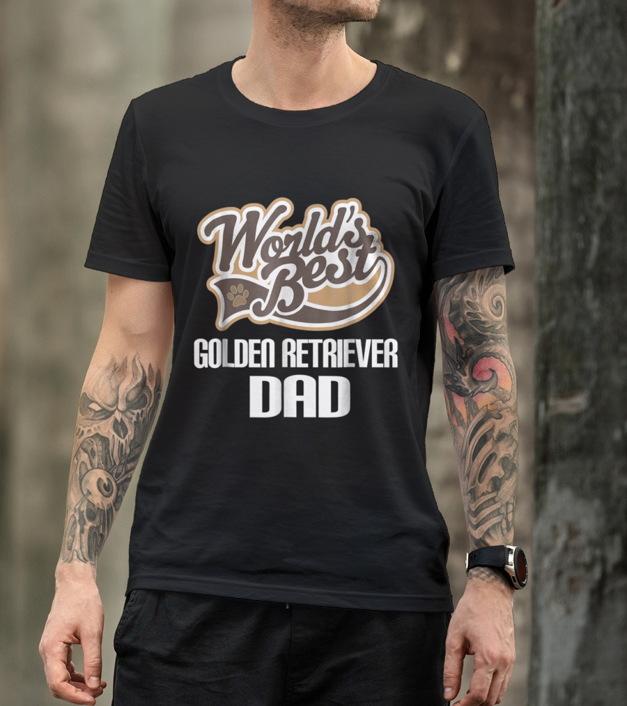 World's Best Golden Retriever Dad Pet Pawprint T-Shirt