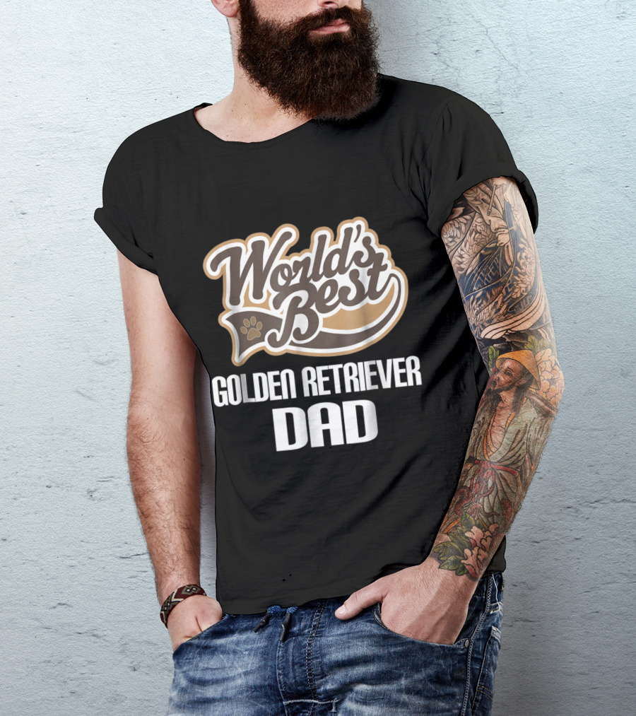World's Best Golden Retriever Dad Pet Pawprint T-Shirt