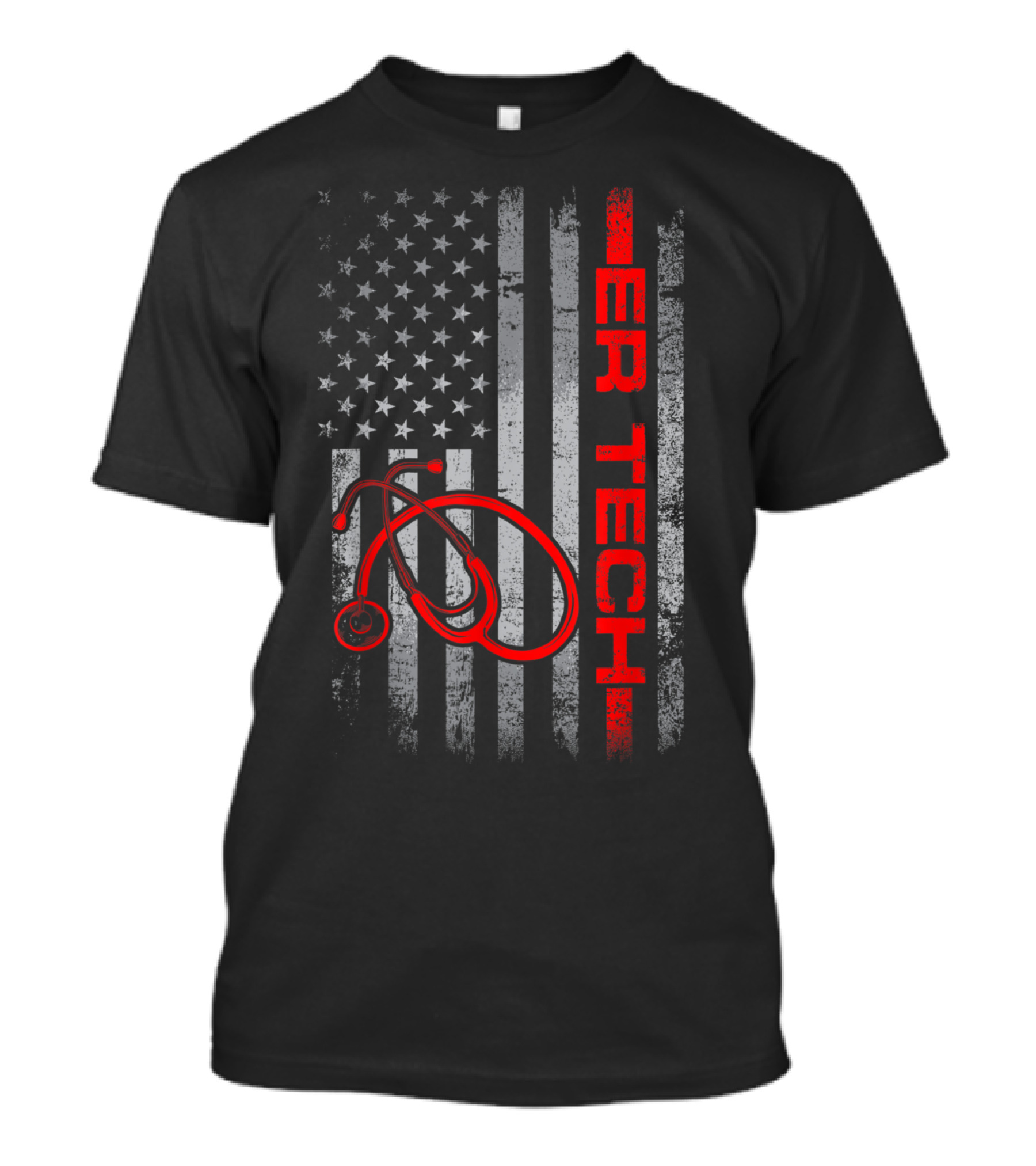 Patriotic American Flag ER Tech Stethoscope T-Shirt