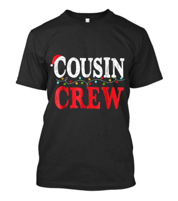 Cousin Crew Christmas Santa Hat Holiday Lights T-Shirt