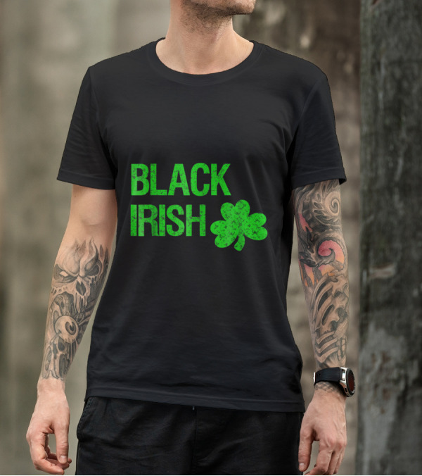 Black Irish Green Shamrock T-Shirt