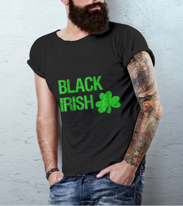 Black Irish Green Shamrock T-Shirt