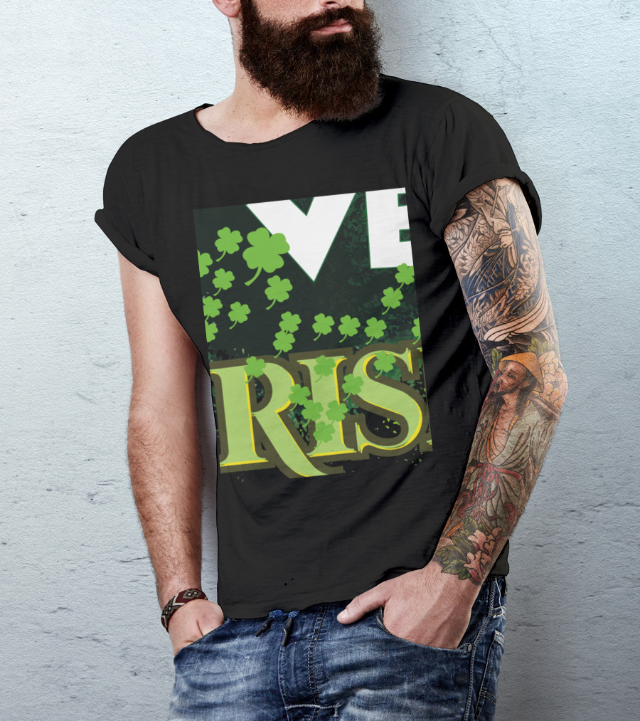Love Irish Green Heart Shamrock T-Shirt