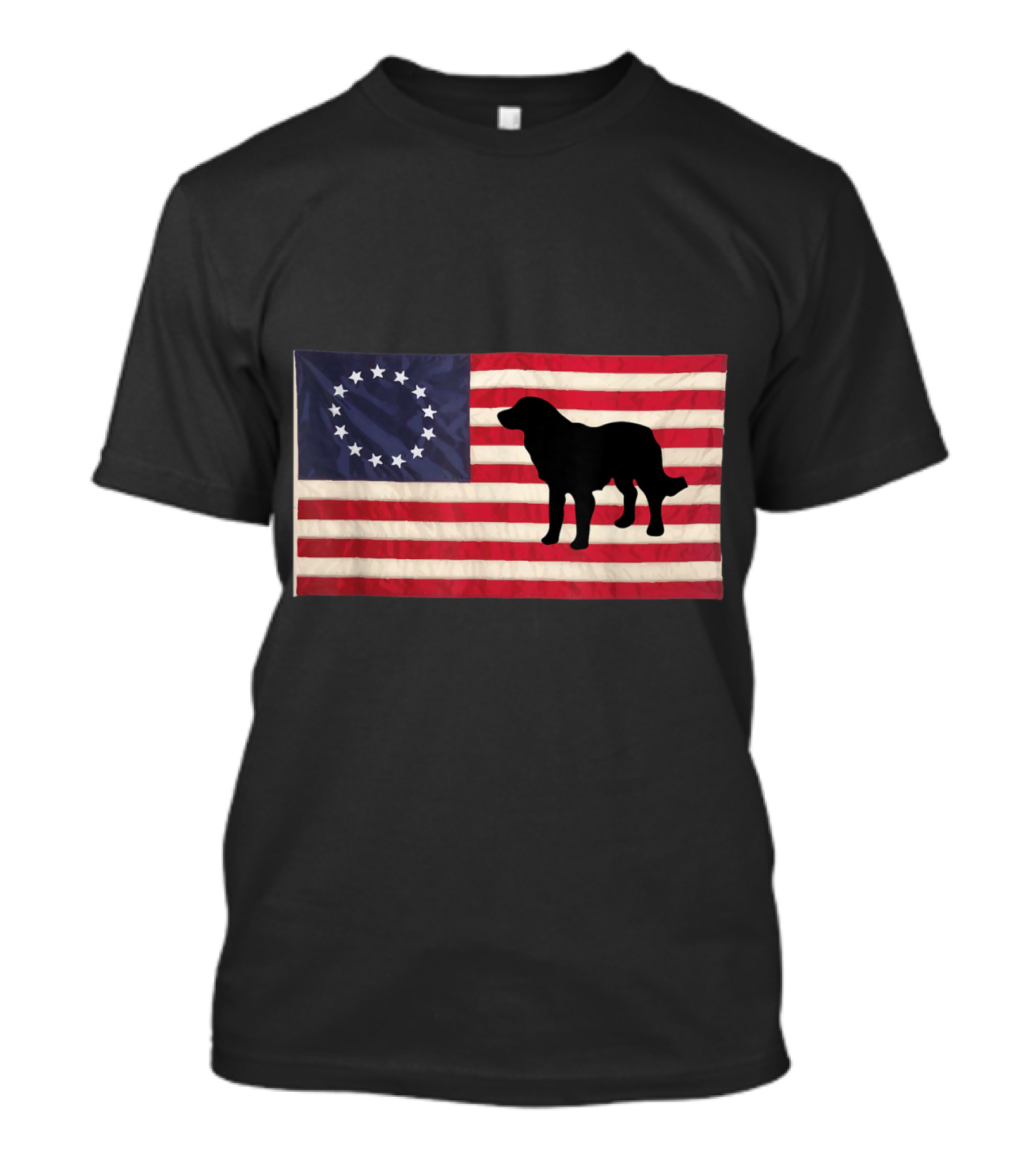 Golden Retriever Silhouette Betsy Ross Flag Dog Lover American Heritage T-Shirt