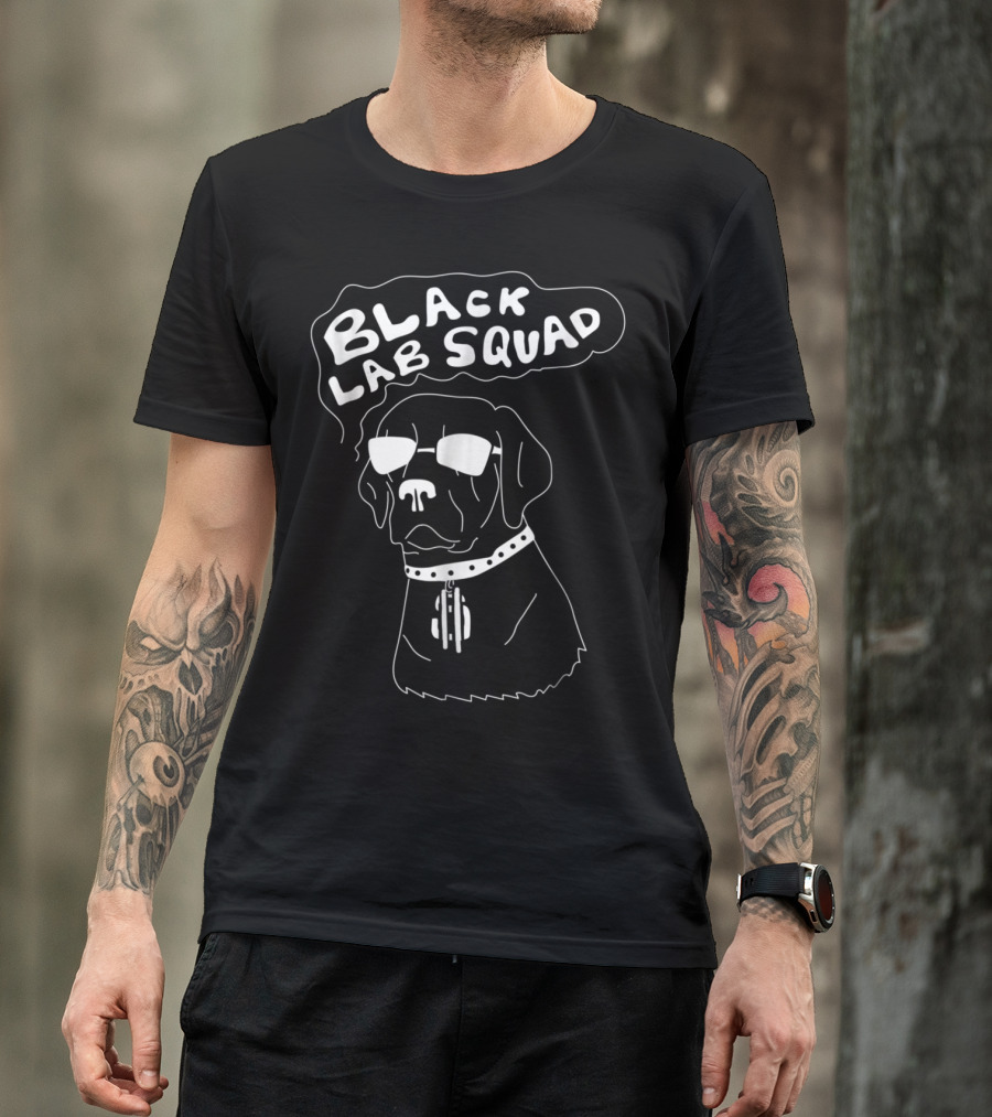 Black Lab Squad Cool Sunglasses And Collar Black Labrador T-Shirt