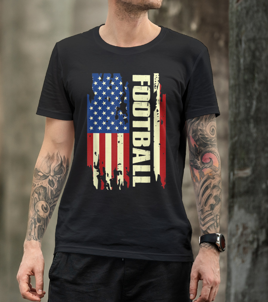 American Flag Grunge Football Patriotic T-Shirt