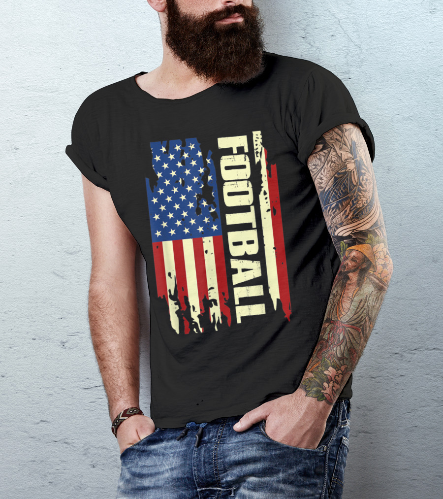 American Flag Grunge Football Patriotic T-Shirt