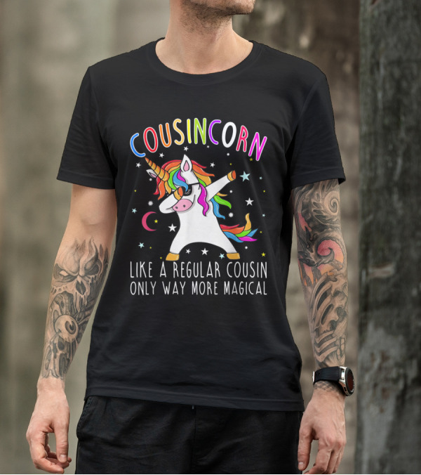 Cousincorn Like A Regular Cousin Only Way More Magical Rainbow Unicorn Dabbing Stars T-Shirt
