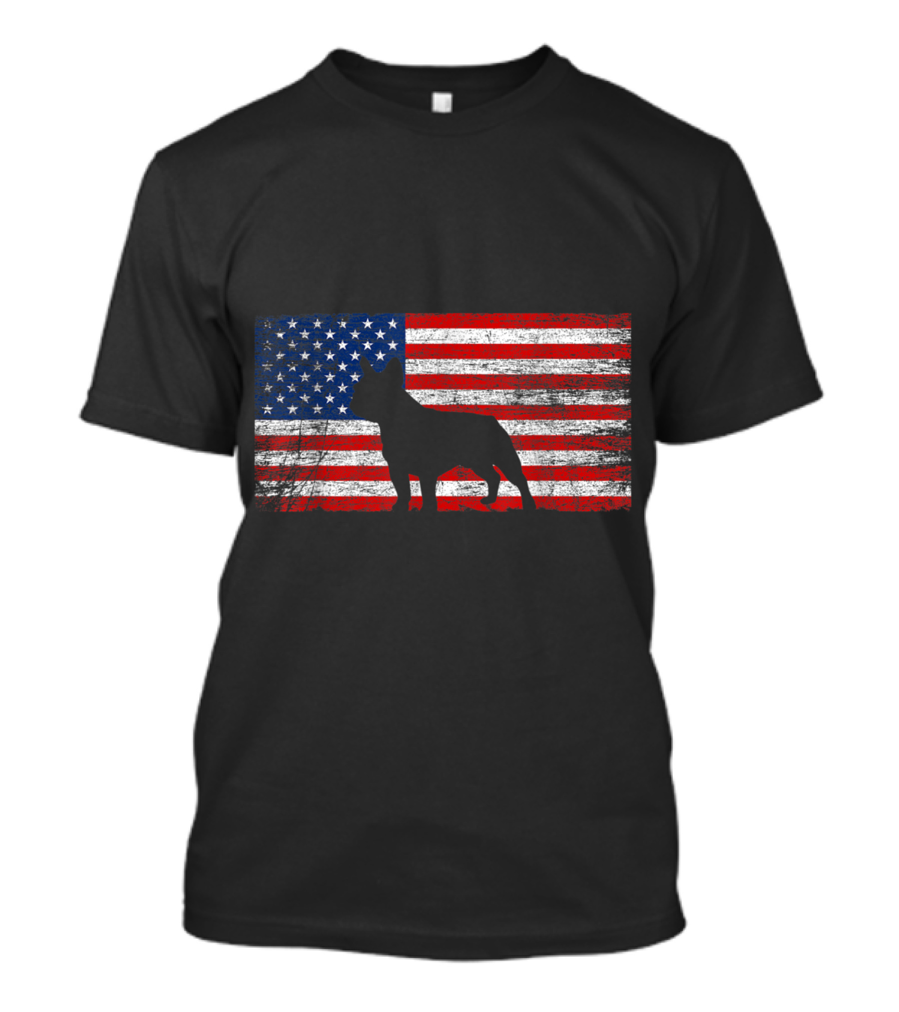 French Bulldog Silhouette American Flag T-Shirt