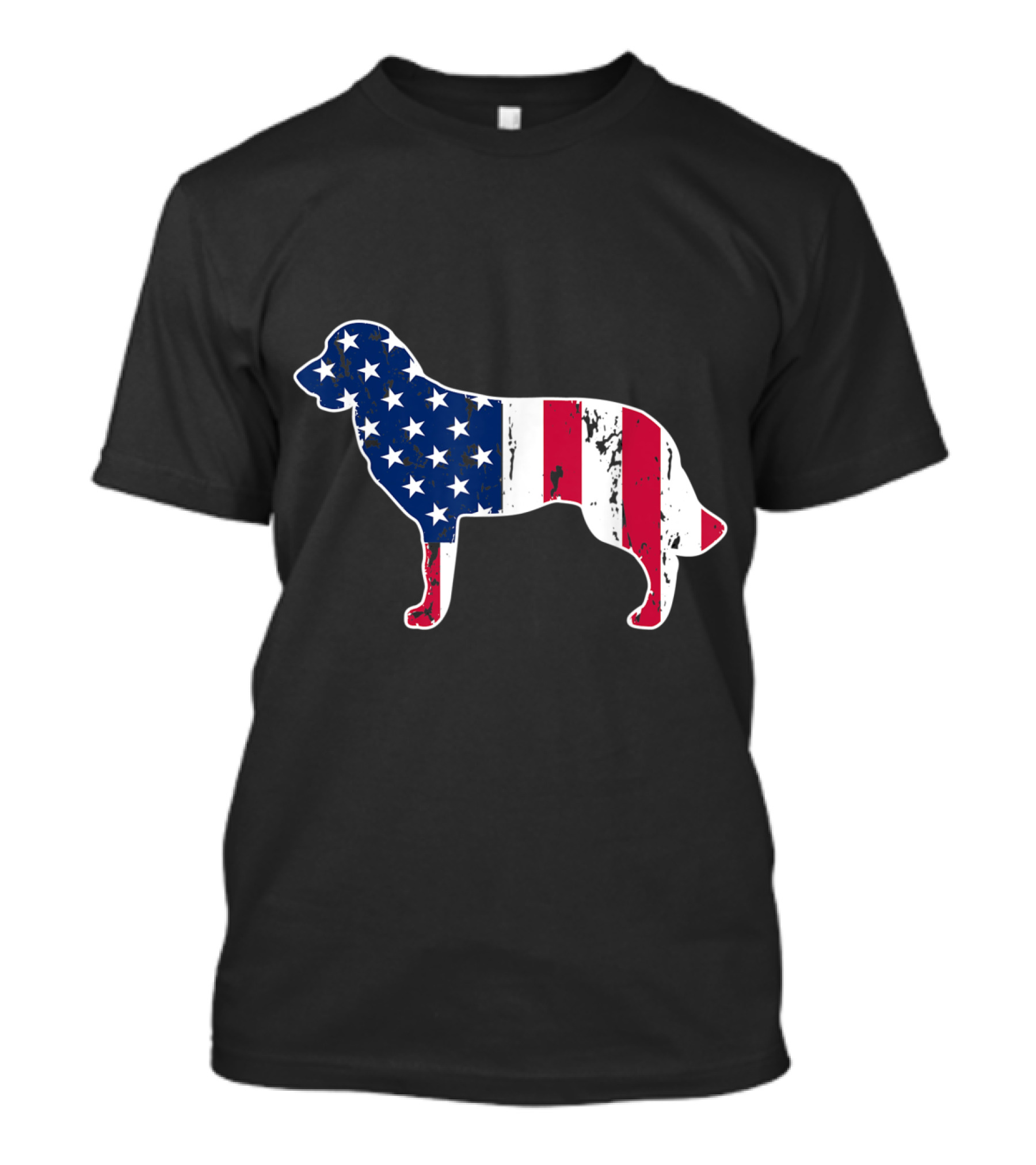 Golden Retriever Silhouette With American Flag For Dog Lovers T-Shirt