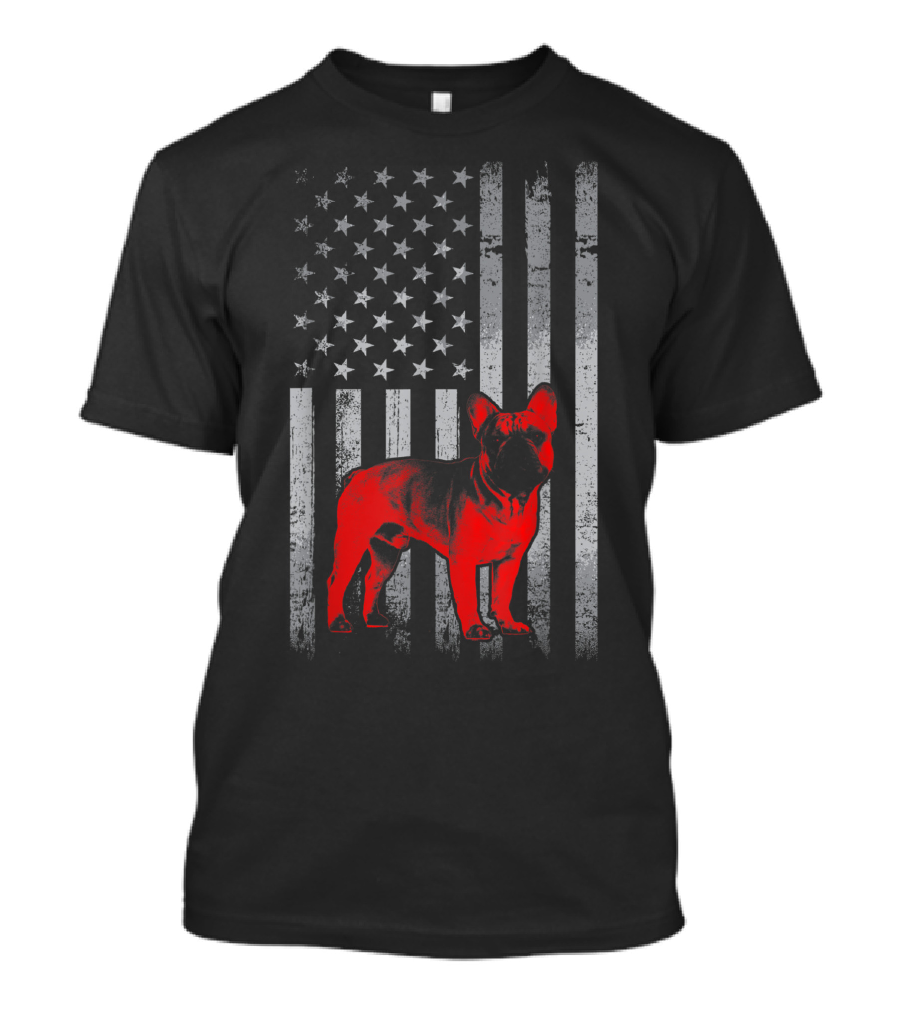 French Bulldog With American Flag Patriotic T-Shirt