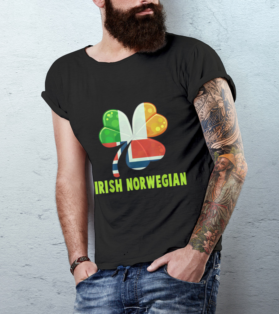 Irish Norwegian Clover With Combined Flags T-Shirt