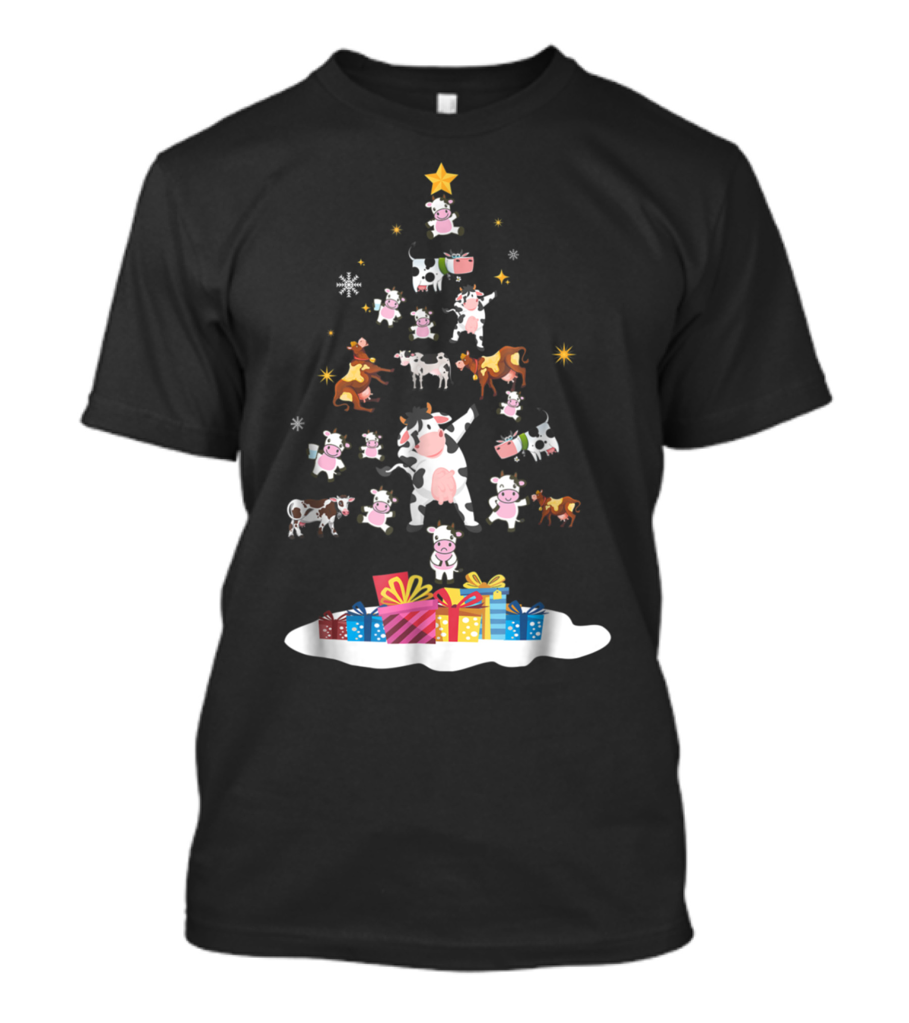 Cow Christmas Tree With Cows And Presents T-Shirt