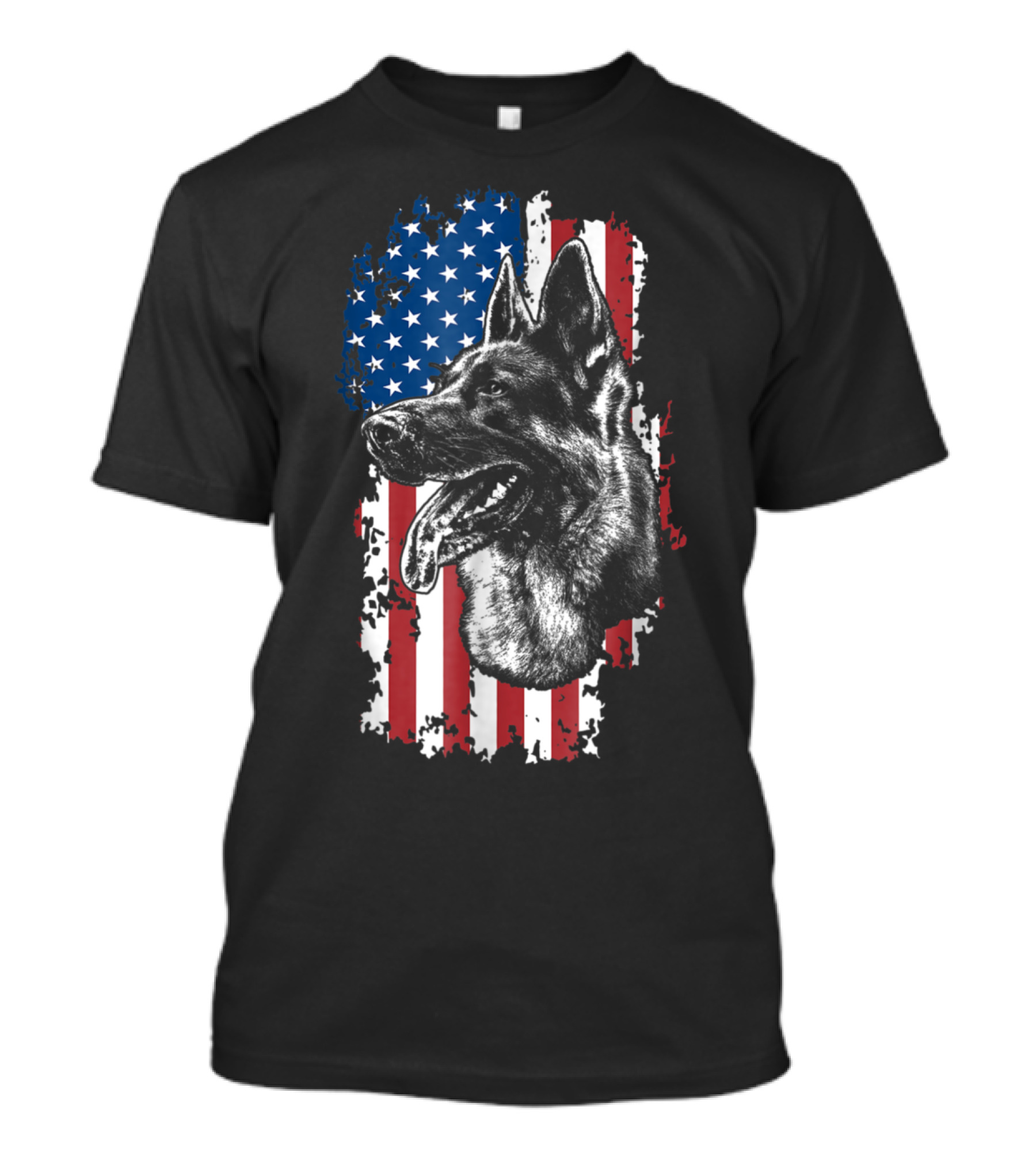 Patriotic American Flag K9 Police Dog German Shepherd T-Shirt