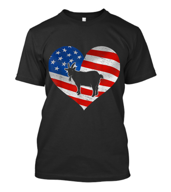 Heart-Shaped American Flag Silhouette Goat T-Shirt