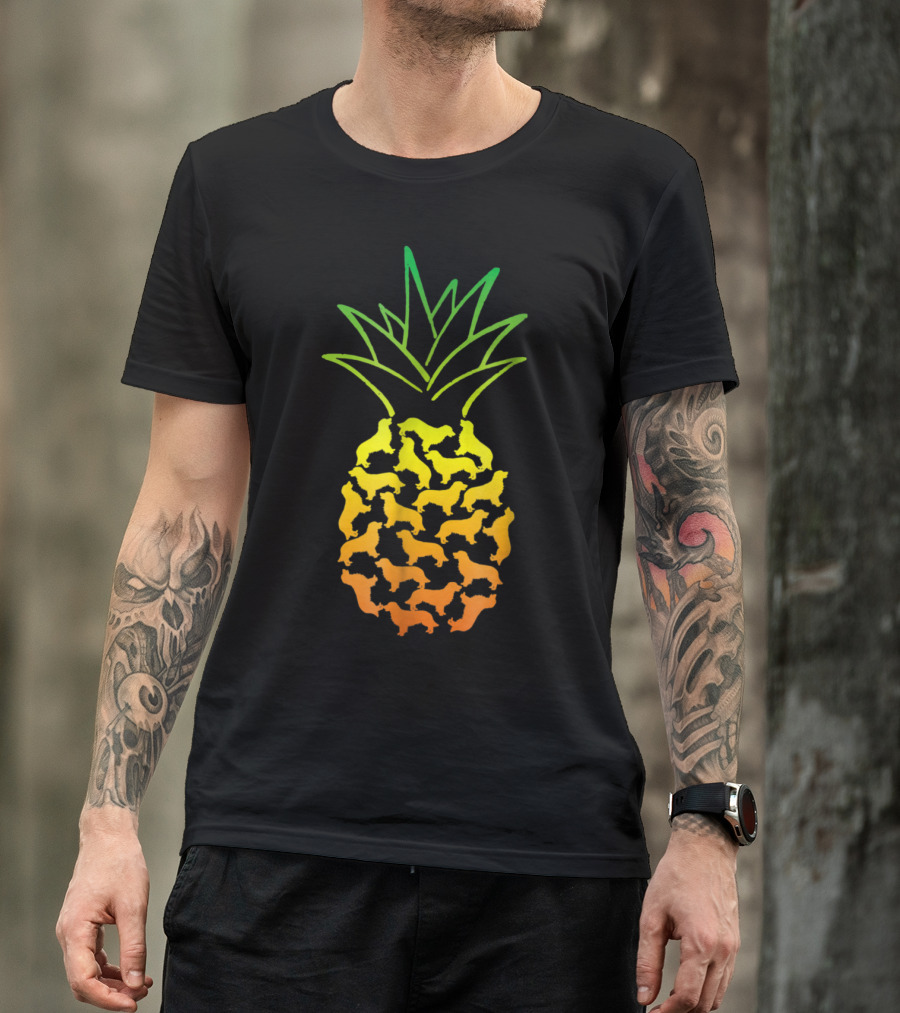 Golden Retriever Silhouette Pineapple T-Shirt