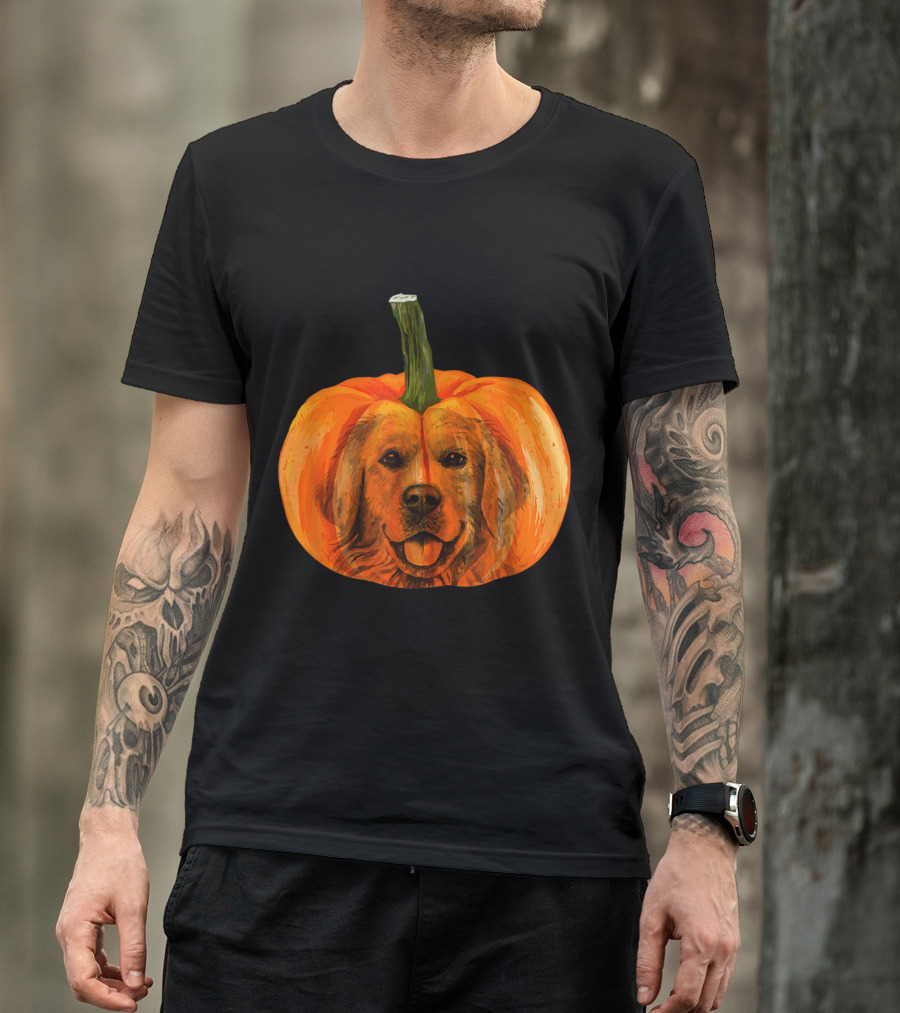 Golden Retriever Face Carved Pumpkin T-Shirt