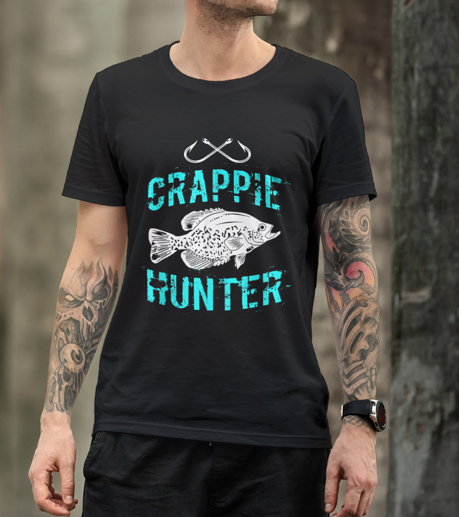 Crappie Hunter Freshwater Fishing With Crossed Hooks T-Shirt