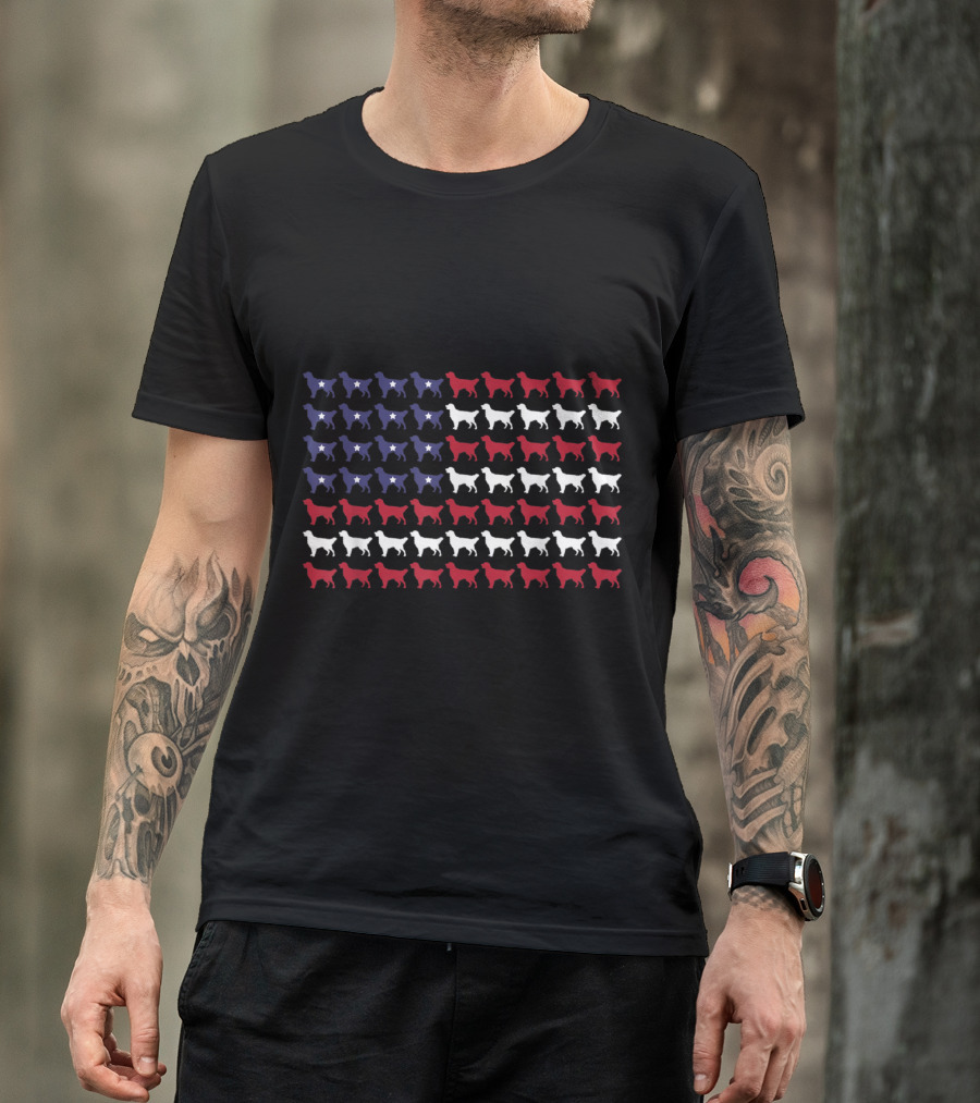 Golden Retriever American Flag Silhouette T-Shirt