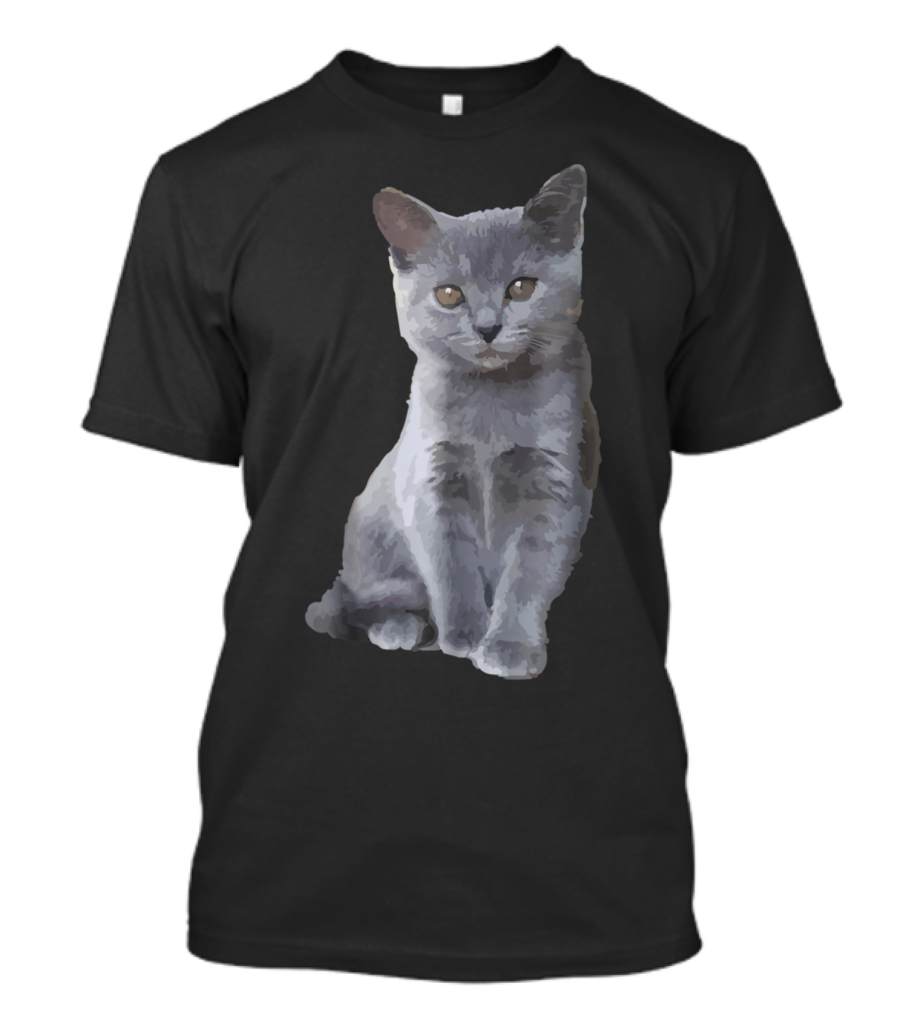 Blue Russian Cat Artwork Blue Russ Reminiscent Majestic Feline T-Shirt