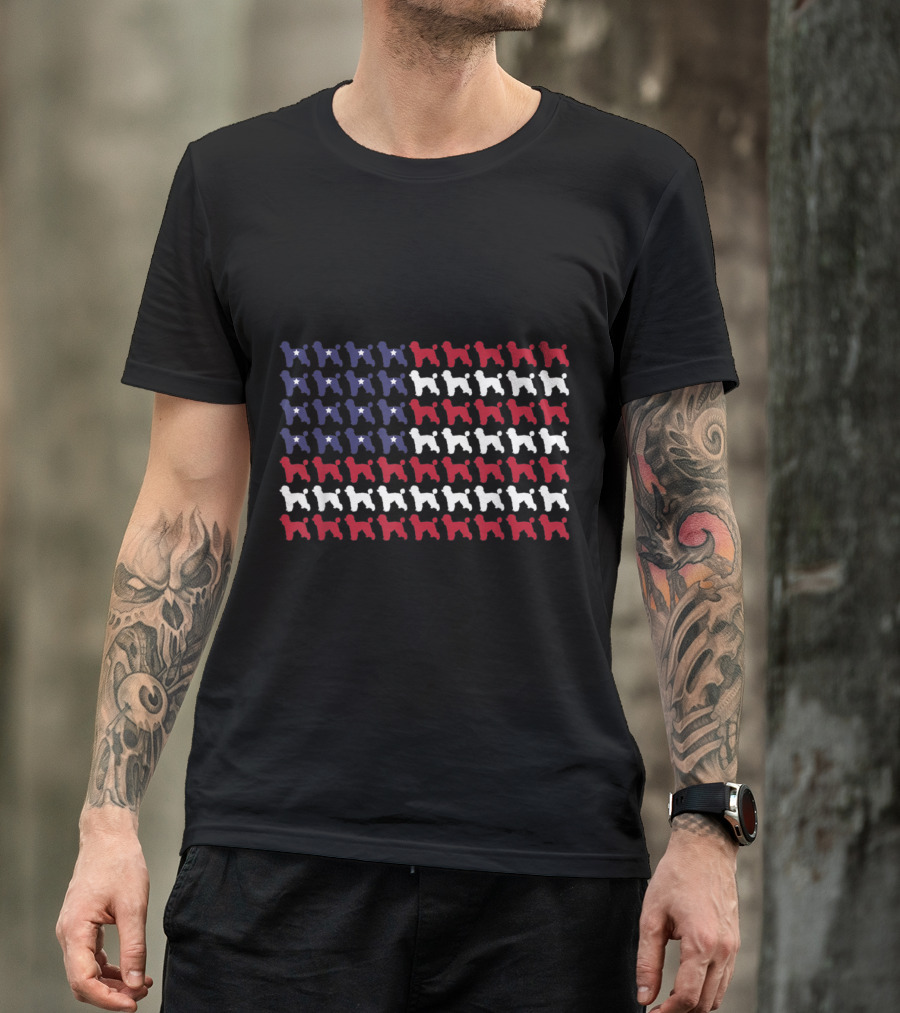American Flag Poodle Silhouette Pattern For 4th Of July T-Shirt