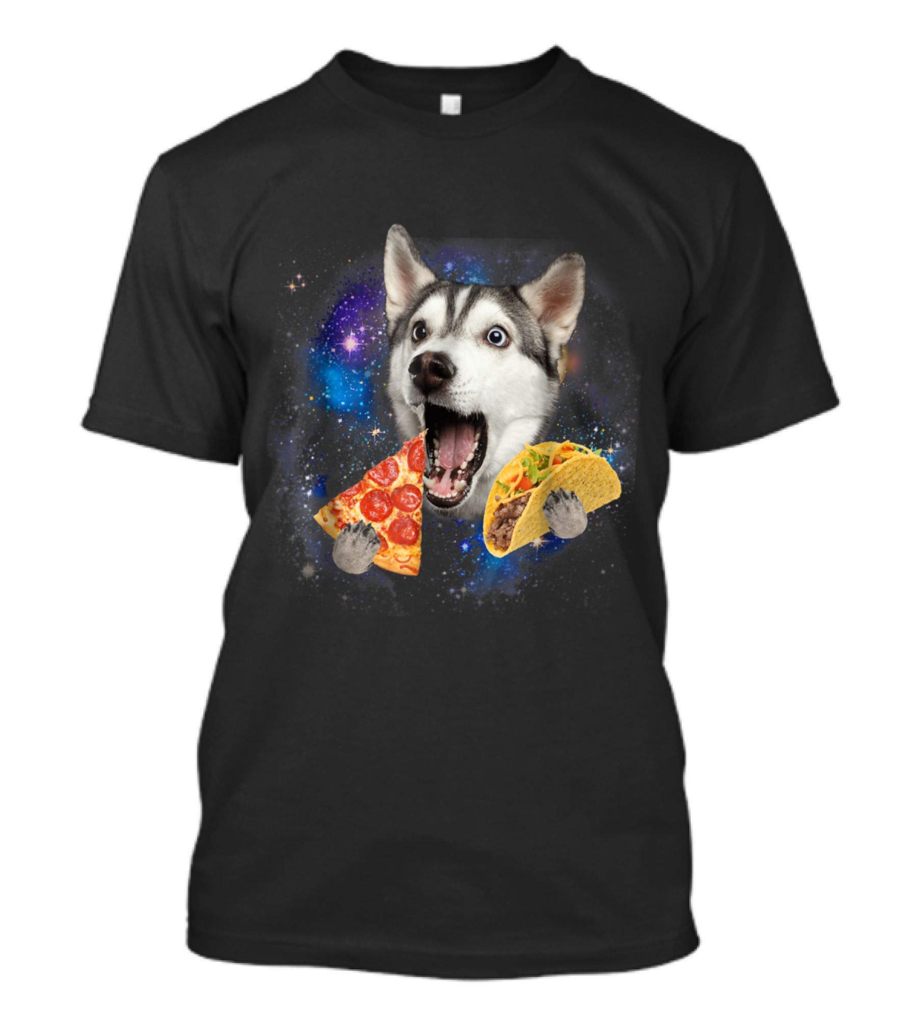 Funny Galaxy Husky Pizza Taco In Space Eating Adventure T-Shirt