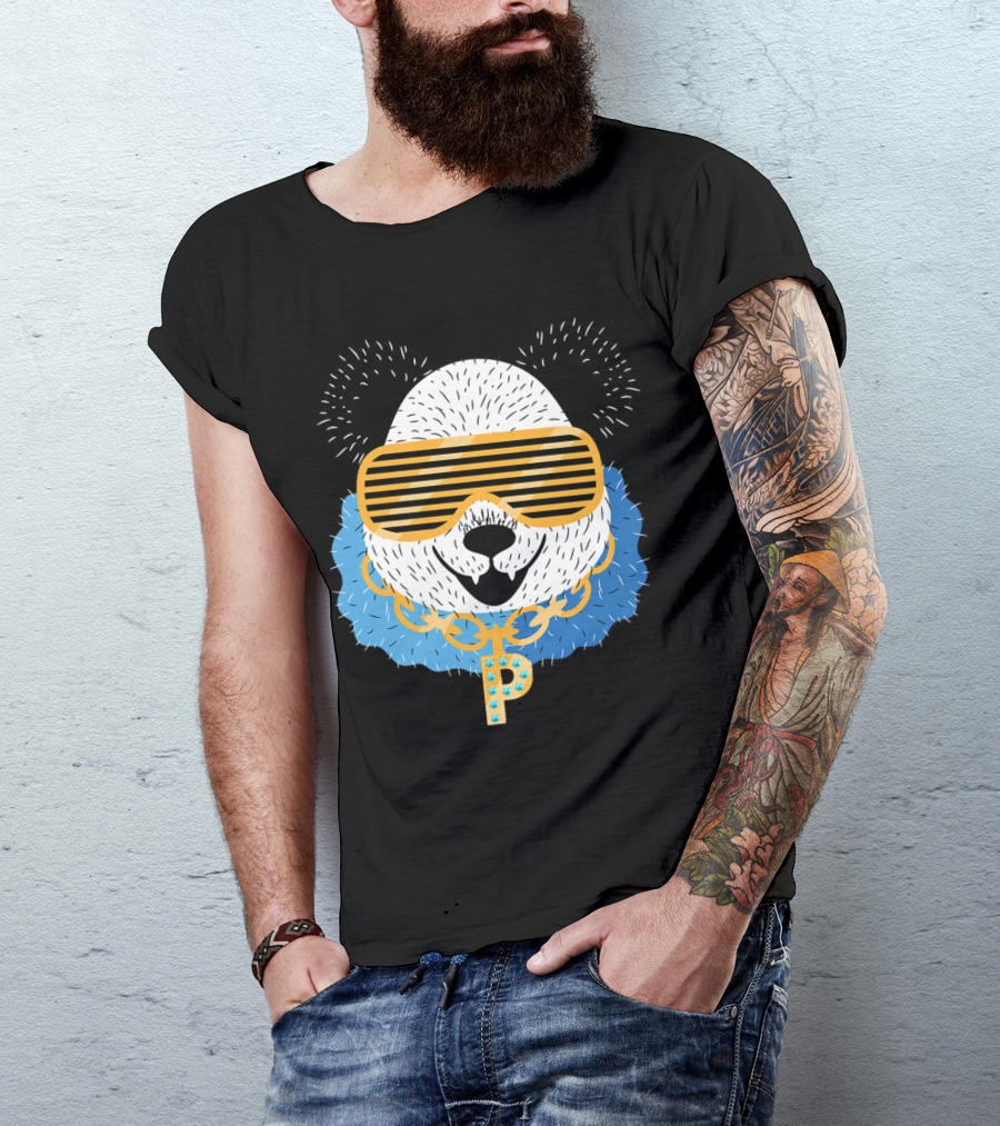 Gangster Panda With Gold Chain And Cool Shades T-Shirt