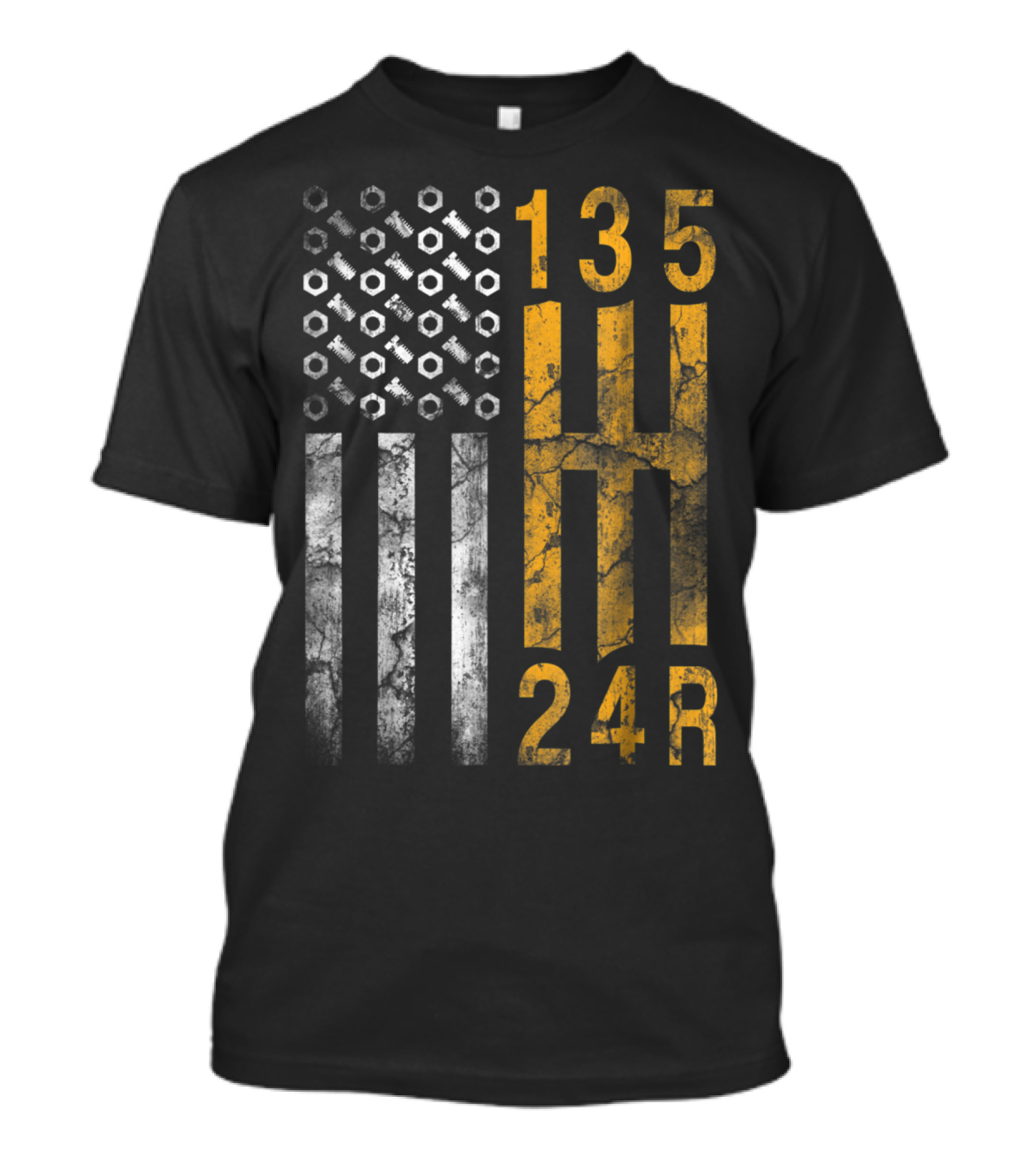 American Flag Gear Pattern 135 H 24R Stick Shift Mechanics T-Shirt