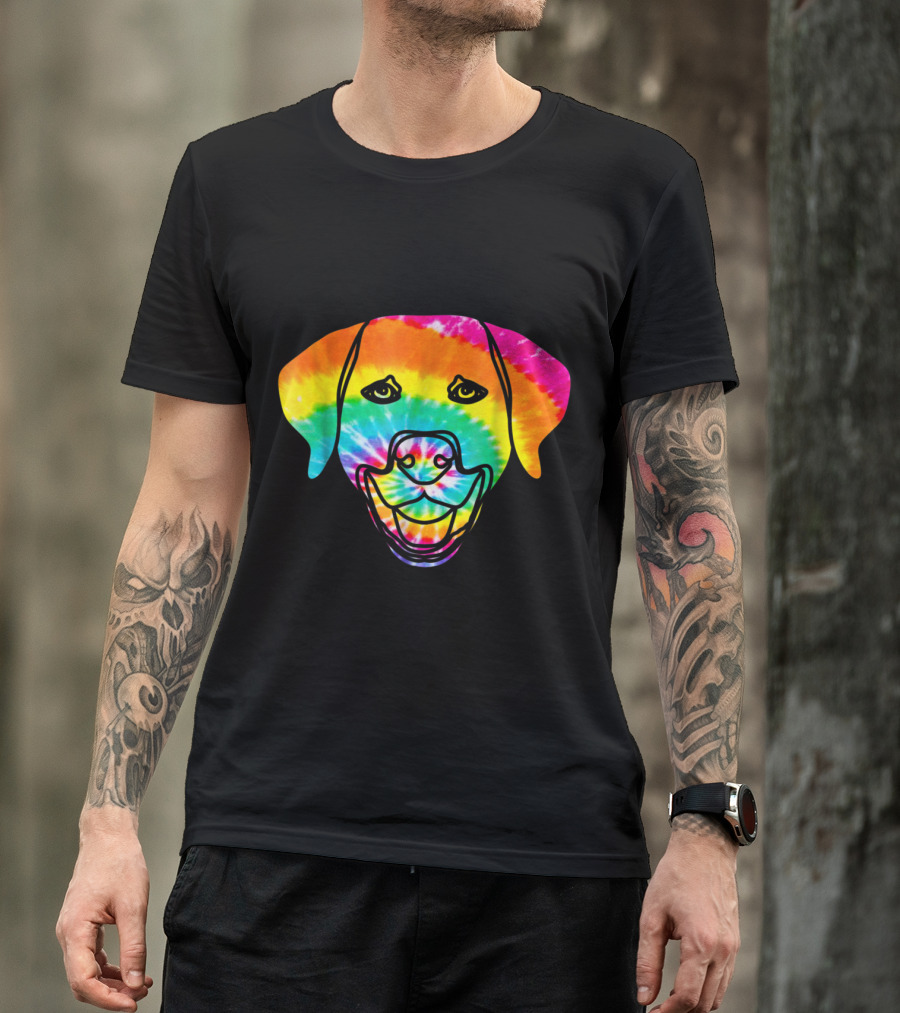 Golden Retriever Tie-Dye Rainbow Trippy Hippie T-Shirt
