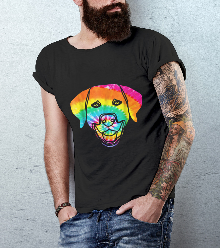 Golden Retriever Tie-Dye Rainbow Trippy Hippie T-Shirt