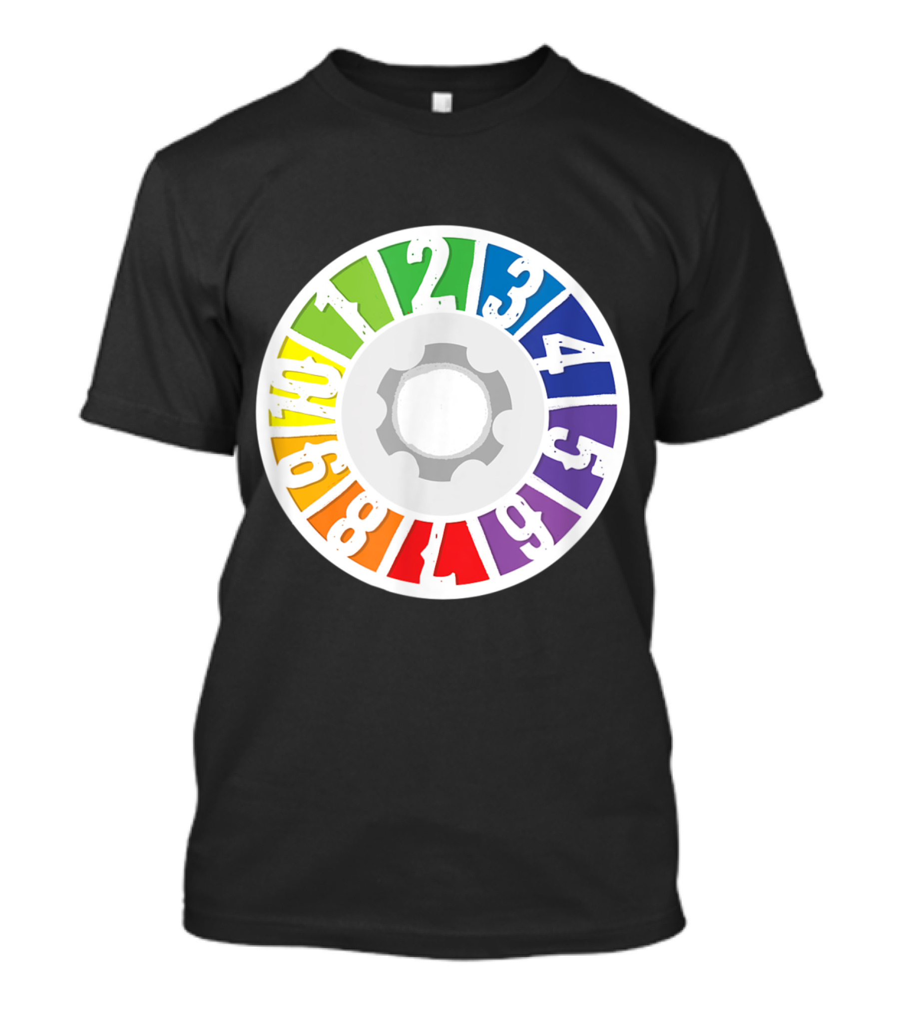 Colorful Number Wheel Spinner 1 To 10 Board Game Element T-Shirt