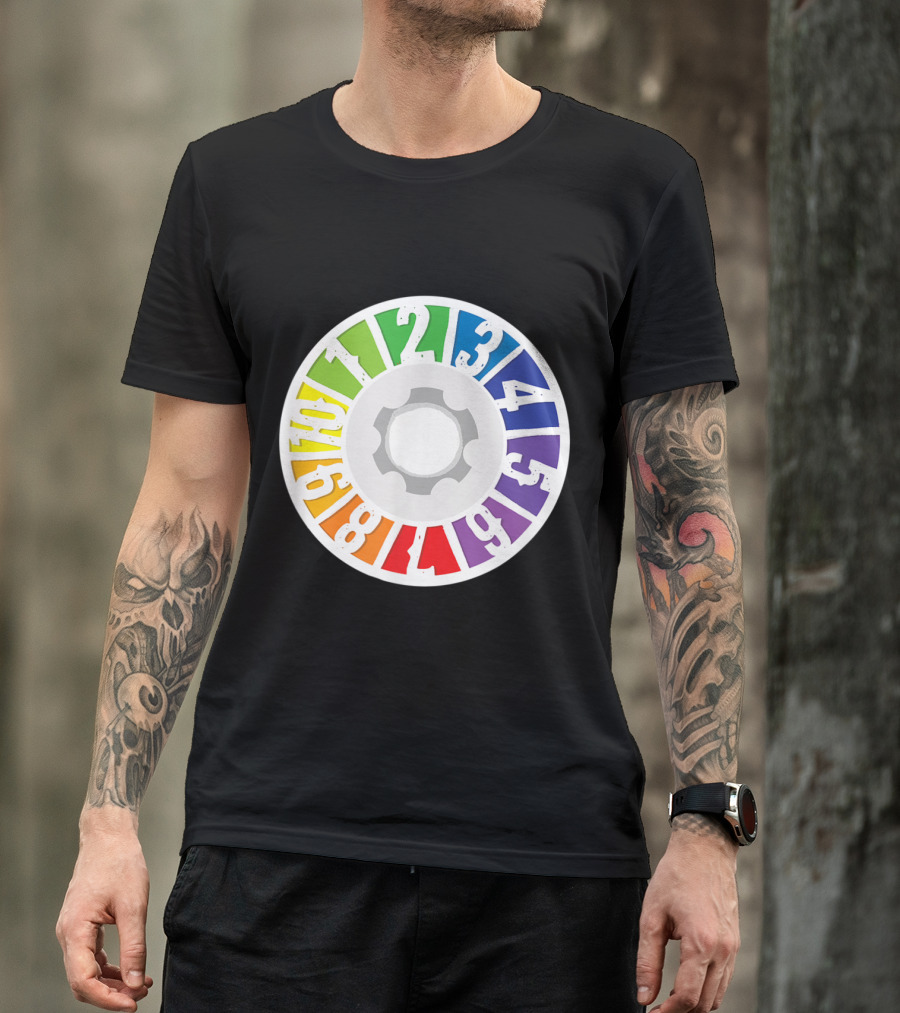 Colorful Number Wheel Spinner 1 To 10 Board Game Element T-Shirt