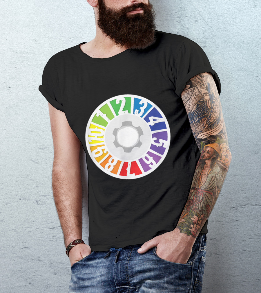Colorful Number Wheel Spinner 1 To 10 Board Game Element T-Shirt