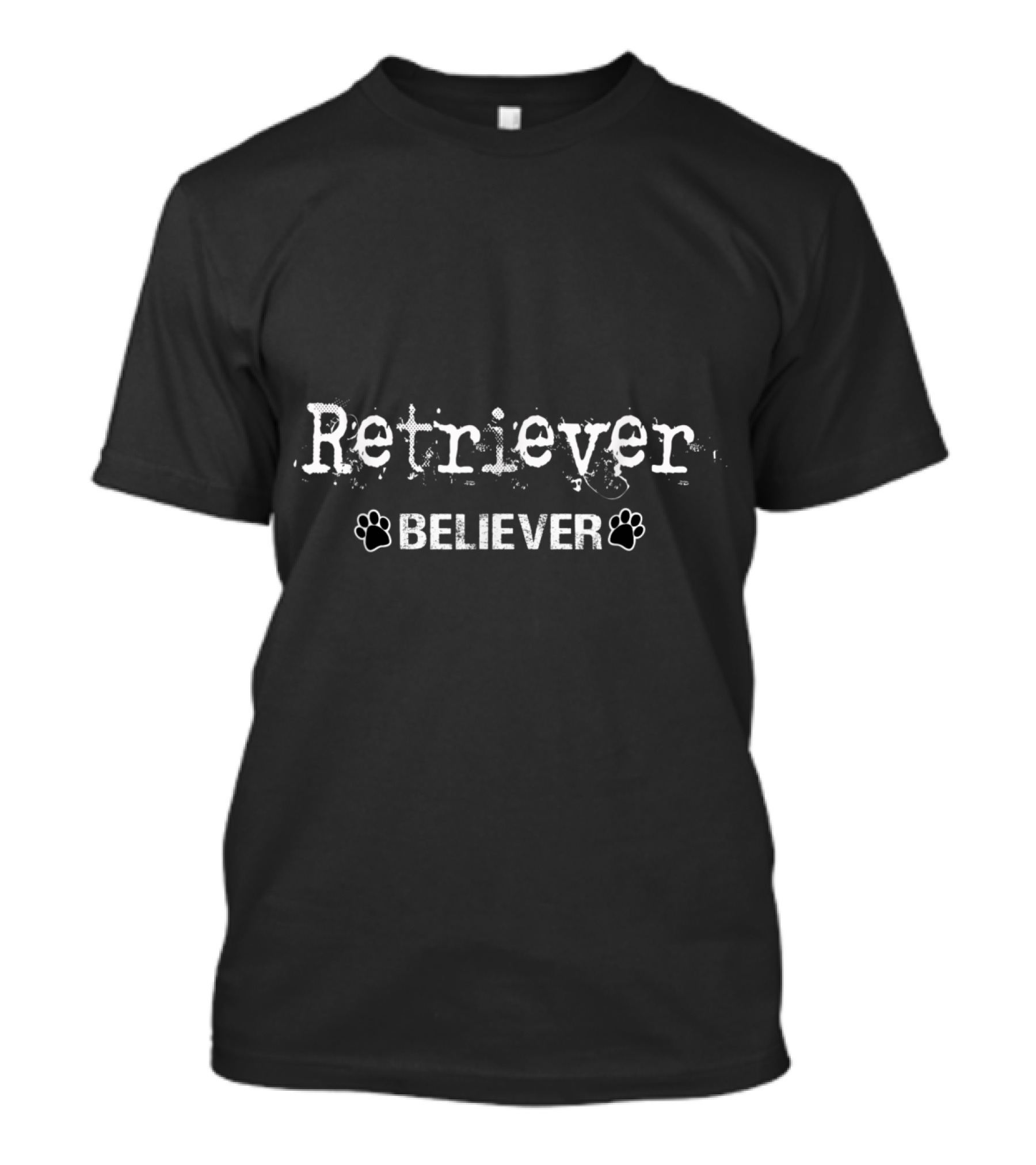 Retriever Believer Paw Print Typography T-Shirt