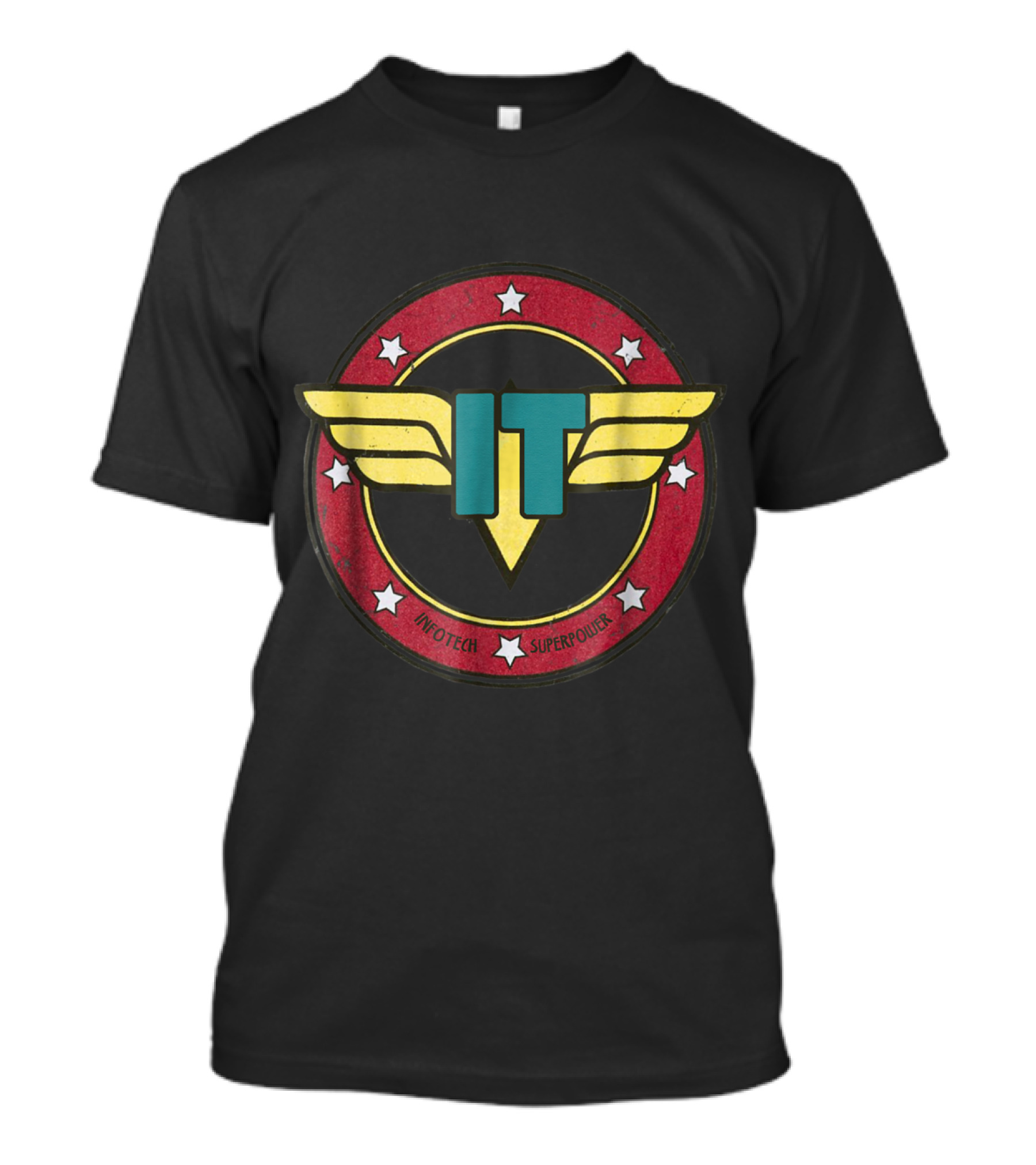 IT Infotech Superpowers Network Security Superhero Emblem T-Shirt