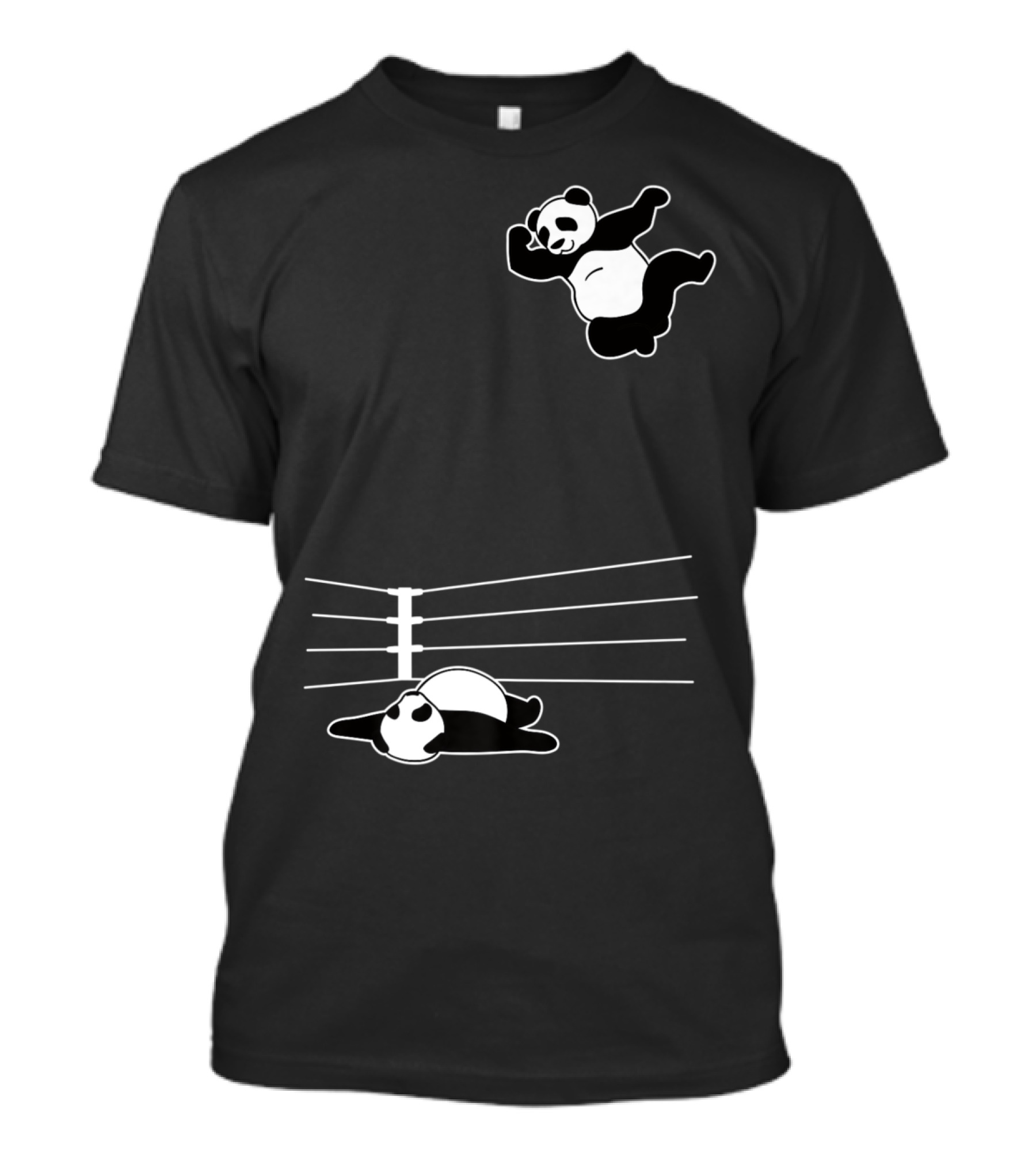 Giant Panda Bear Wrestlers Performing High-Flying Move In Wrestling Ring T-Shirt