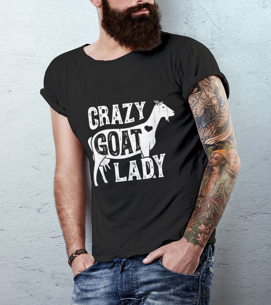 Crazy Goat Lady Women Goats Lovers Heart T-Shirt