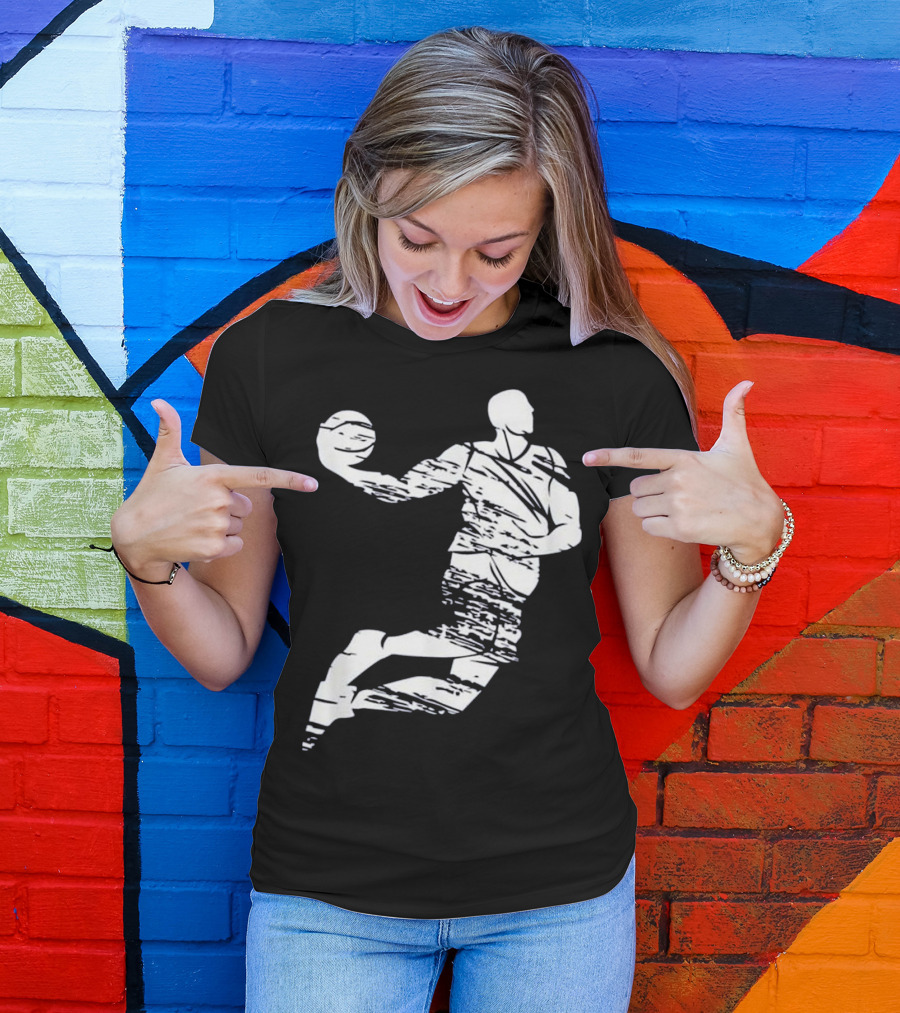 White Basketball Slam Dunk Graffiti Style Player T-Shirt