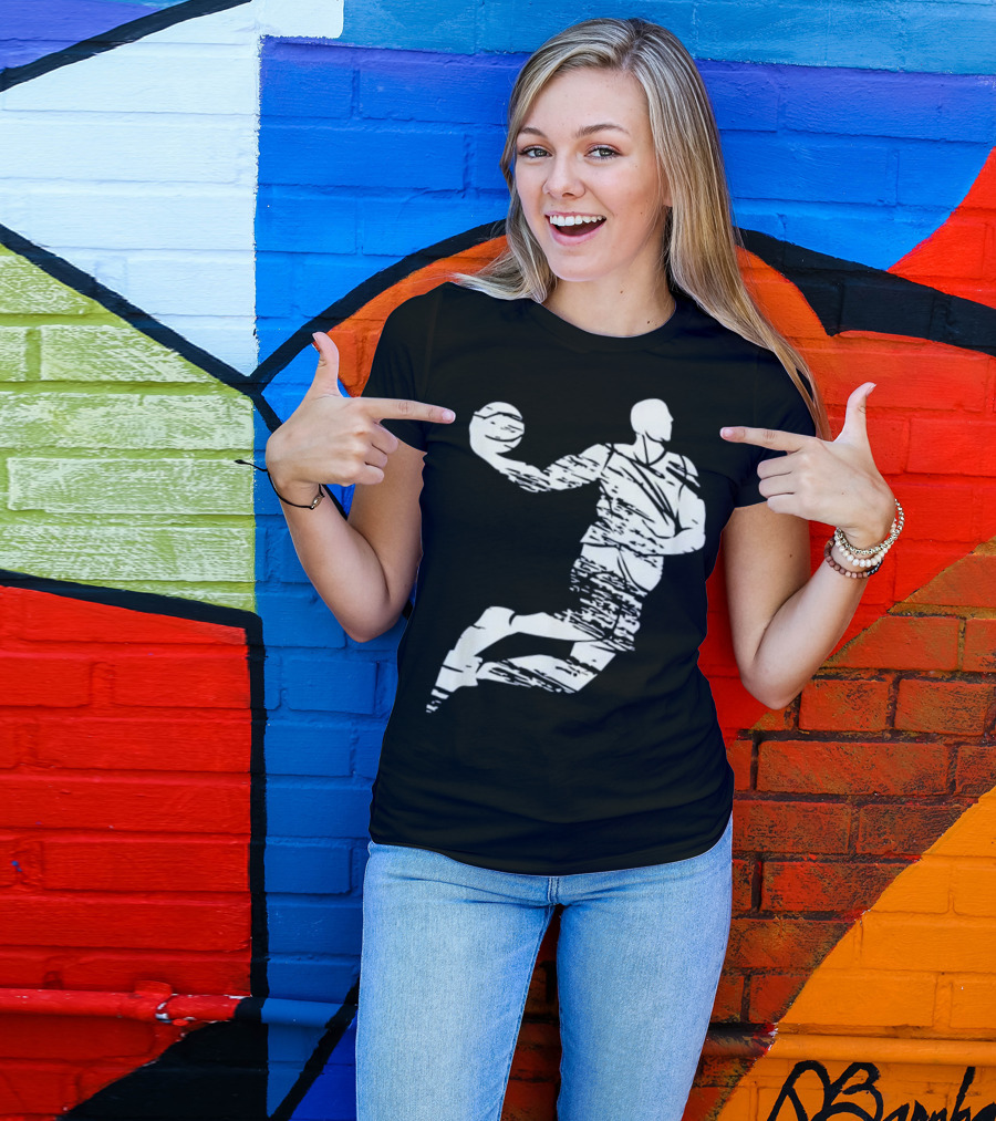 White Basketball Slam Dunk Graffiti Style Player T-Shirt