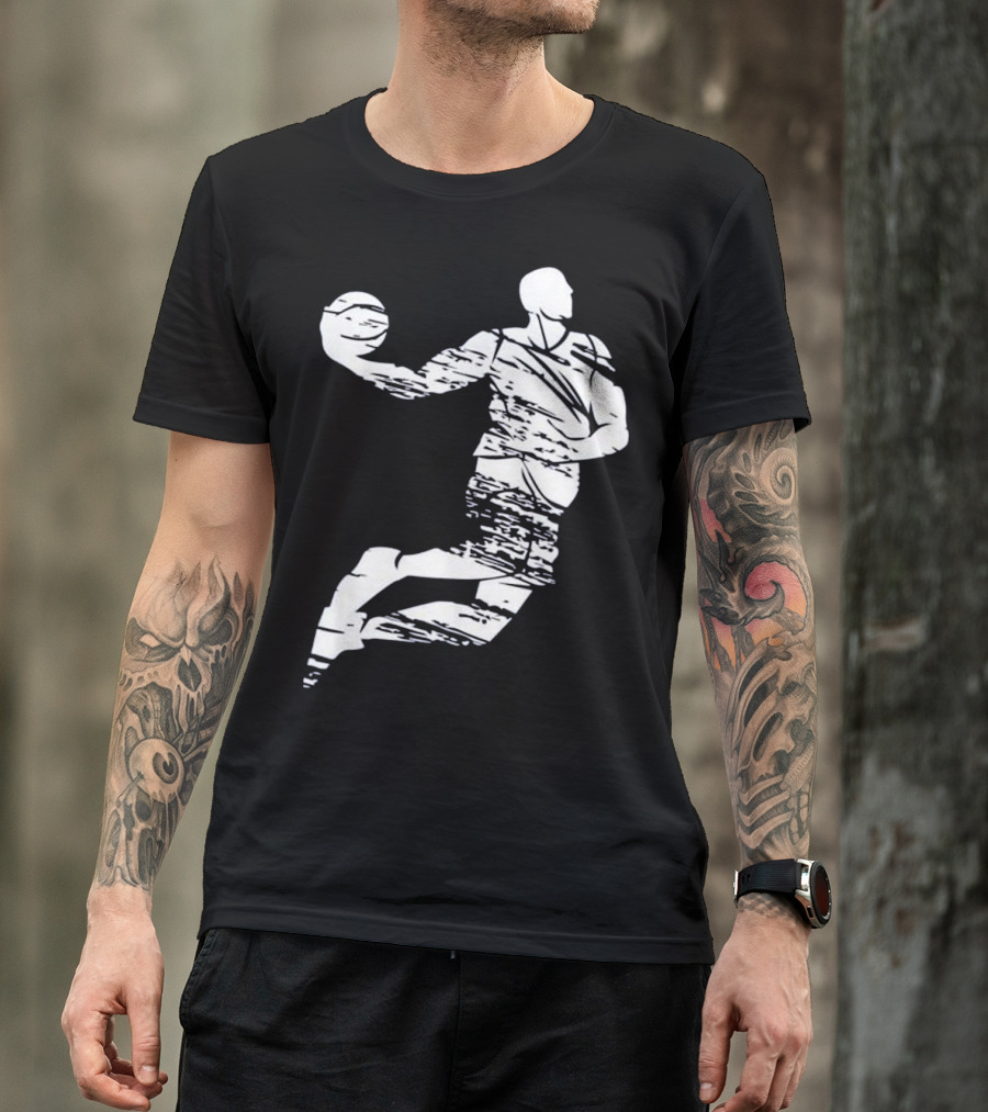 White Basketball Slam Dunk Graffiti Style Player T-Shirt