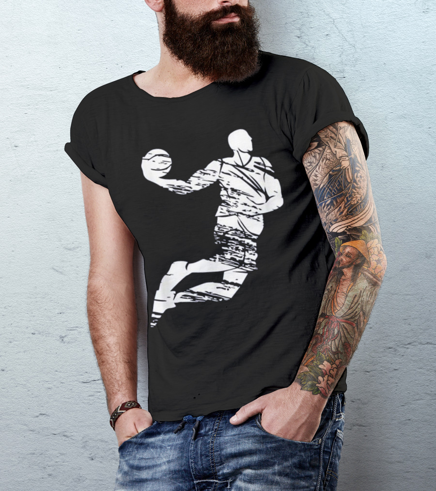 White Basketball Slam Dunk Graffiti Style Player T-Shirt