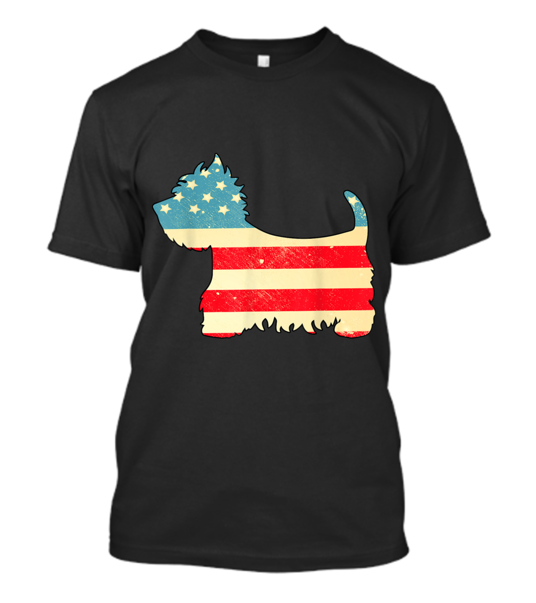 Vintage American Flag Westie Dog Silhouette 4th Of July T-Shirt