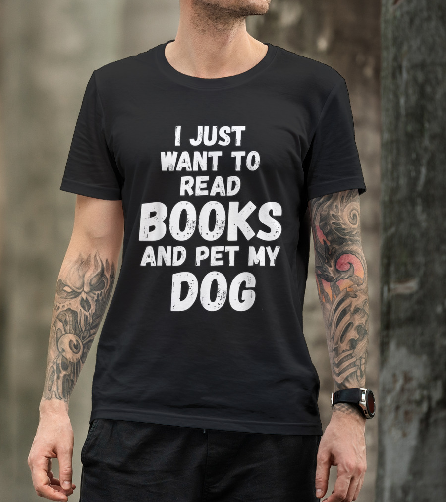 I Just Want To Read Books And Pet My Dog Retro T-Shirt