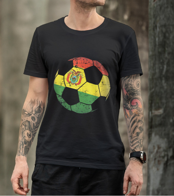 Bolivia Soccer Ball Flag Vintage Distressed Jersey T-Shirt