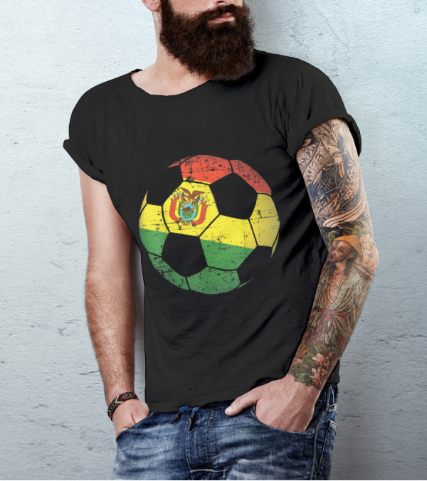 Bolivia Soccer Ball Flag Vintage Distressed Jersey T-Shirt